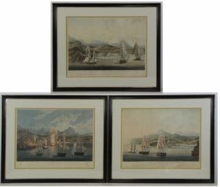 Appraisal: After R D Havell Three Hand-Colored Marine Engravings Published by