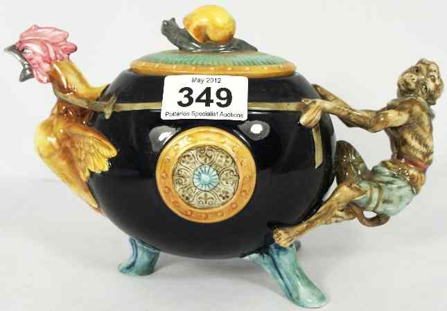 Appraisal: Minton Majolica Character Tea Pot Cockerel and Monkey Limited Edition