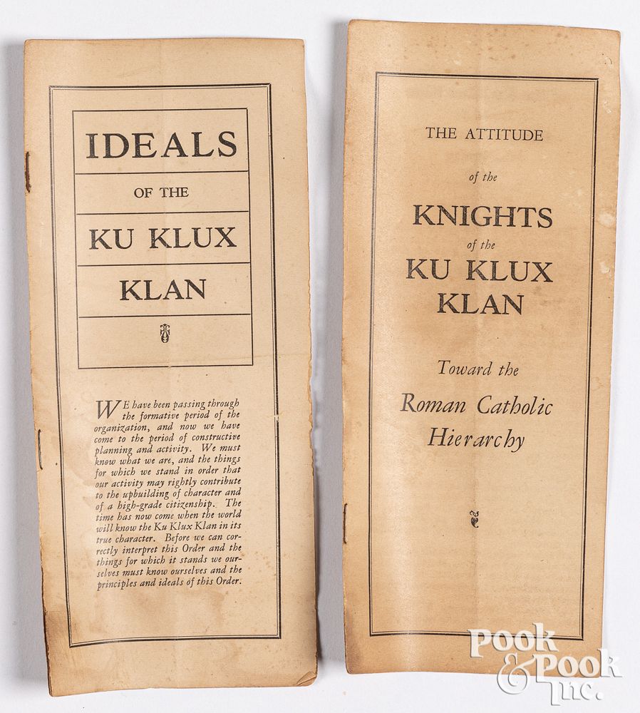 Appraisal: Two Ku Klux Klan pamphlets Two Ku Klux Klan pamphlets