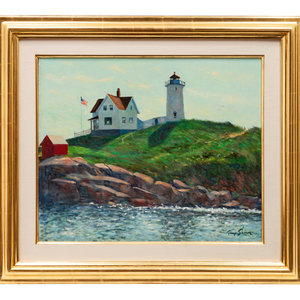 Appraisal: George Shawe American - Nubble Lighthouse York Oil on Canvas