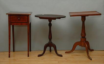 Appraisal: Mahogany Square-Top Tripod Table together with an Oval-Top Table and