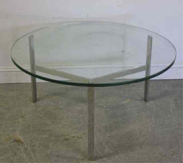 Appraisal: Midcentury Chrome and Glass Cocktail Table Dimensions '' diameter x