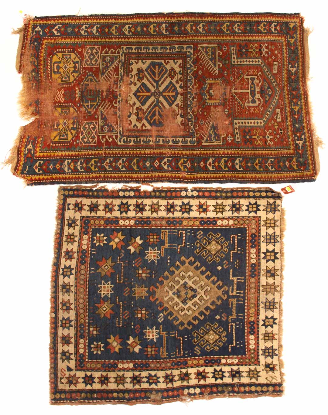 Appraisal: Two Antique Caucasian rugs Caucasus circa Sizes are approximately x