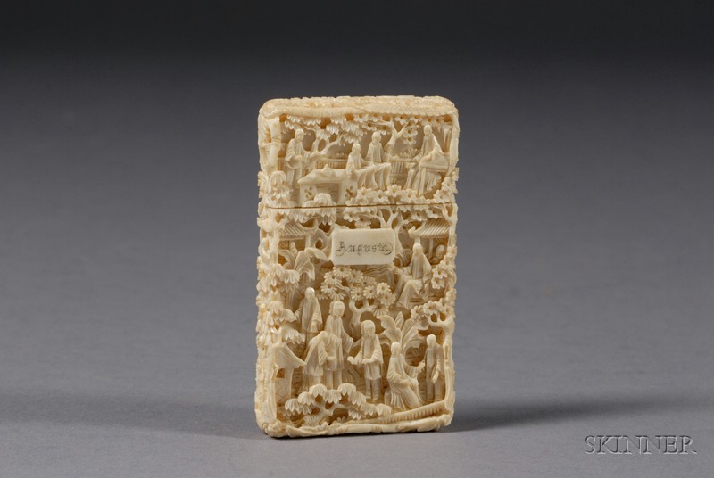 Appraisal: Ivory Carte de Visite Case China th century surface carved