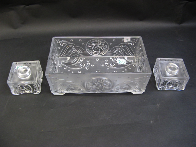 Appraisal: AMERICAN IMPERIAL GLASS CO SIGNED CONSOLE SET signed by Artist