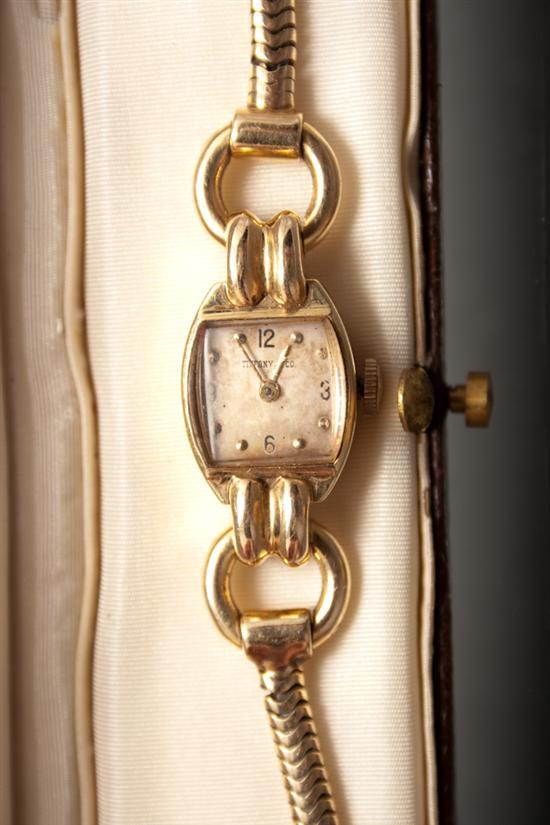 Appraisal: Lady's Tiffany Co K yellow gold bracelet-watch mid th century