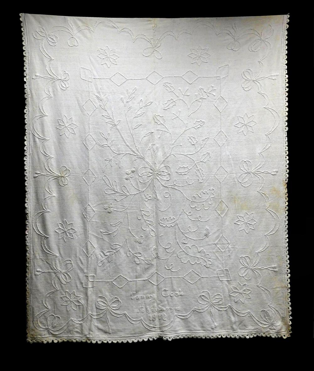 Appraisal: TEXTILE Whitework candlewick bedspread Fanny Cook bedspread of white cotton