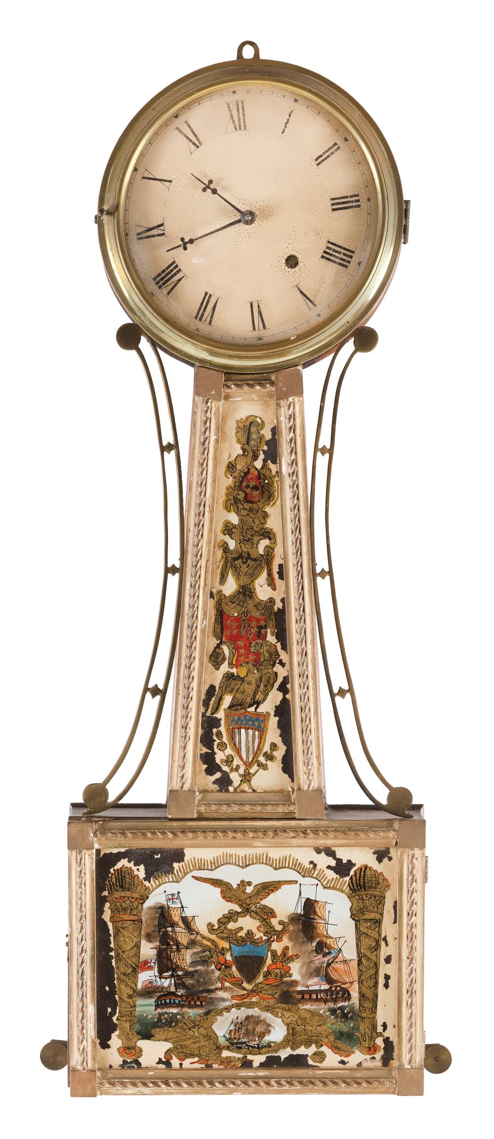 Appraisal: AMERICAN BANJO CLOCK MASSACHUSETTS CIRCA TOTAL HEIGHT AMERICAN BANJO CLOCK