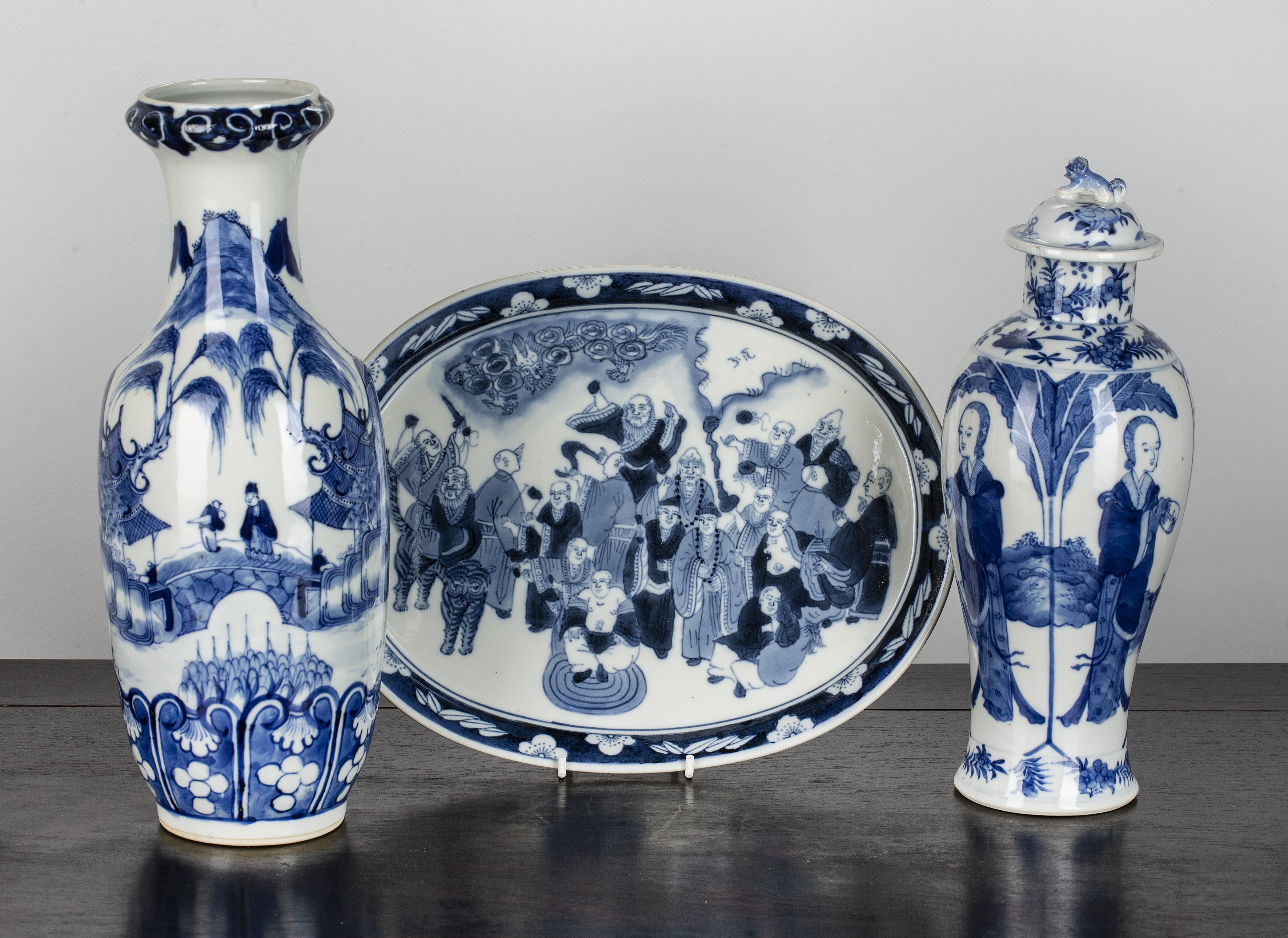 Appraisal: Group of blue and white porcelain Chinese th Century comprising