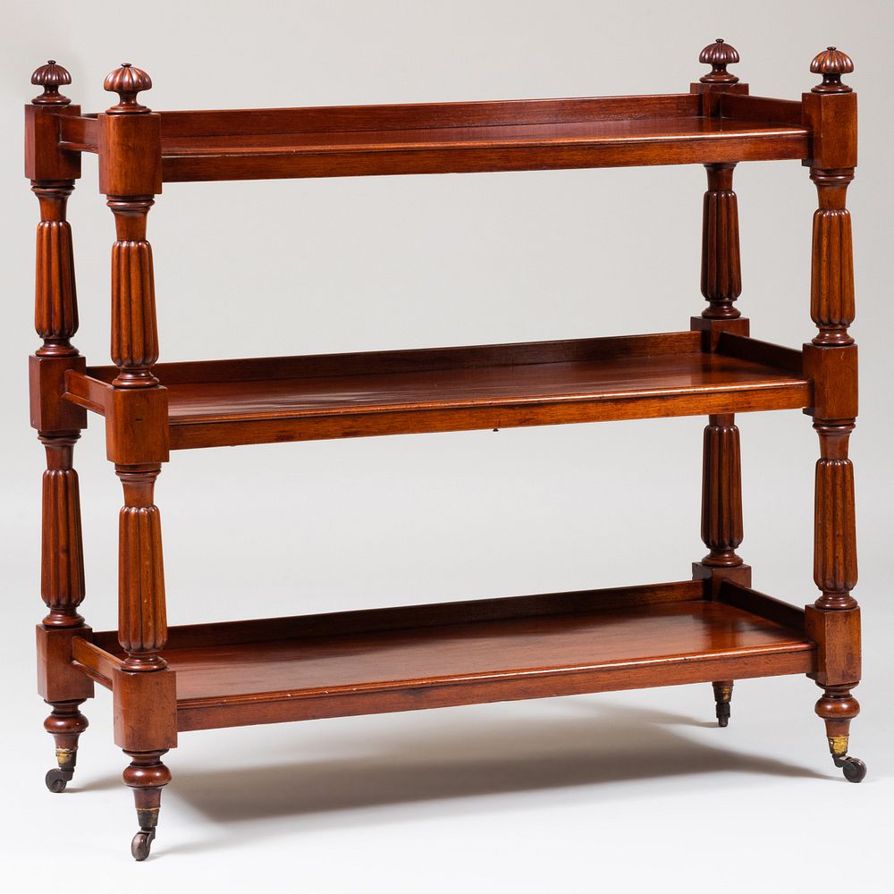 Appraisal: William IV Mahogany Three-Tier tag re Raised on casters x