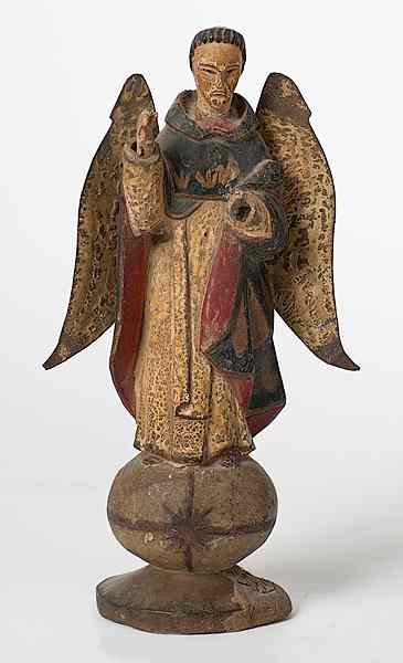 Appraisal: Angel Figure th century a carved wooden figure painted with