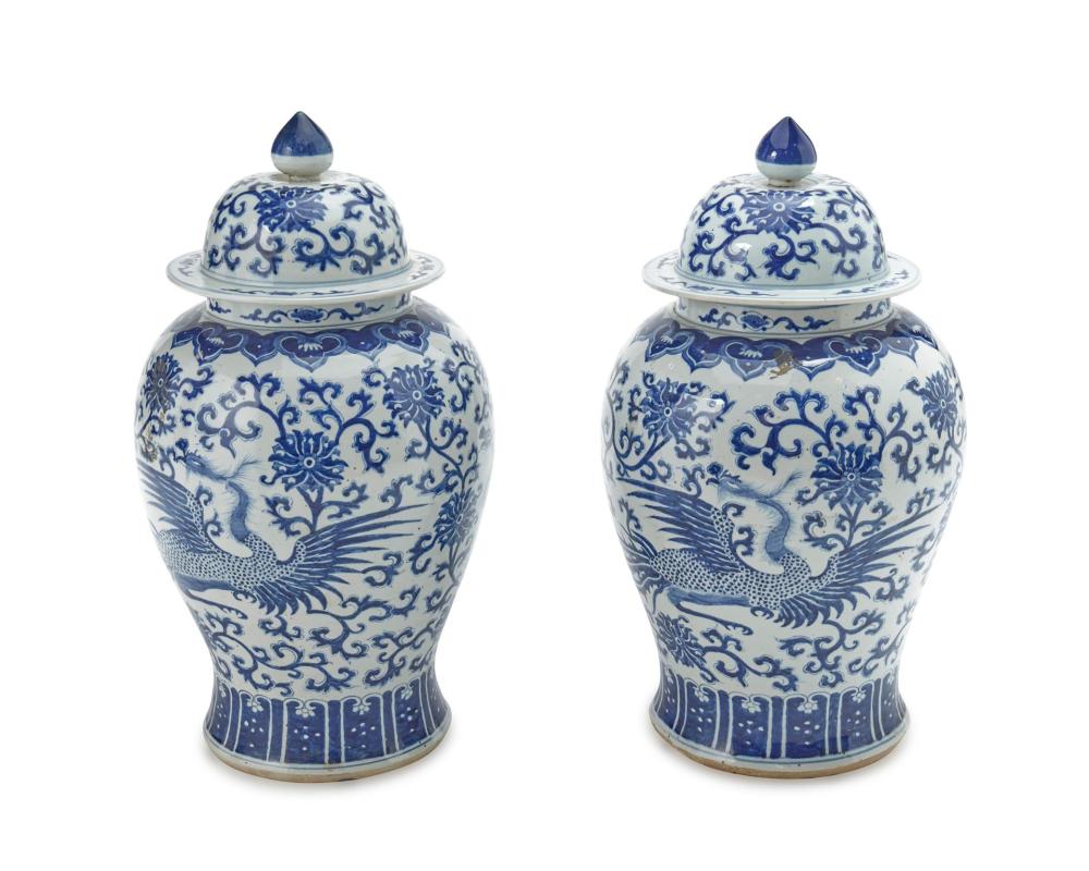 Appraisal: A pair of large Chinese porcelain ginger jars th Century