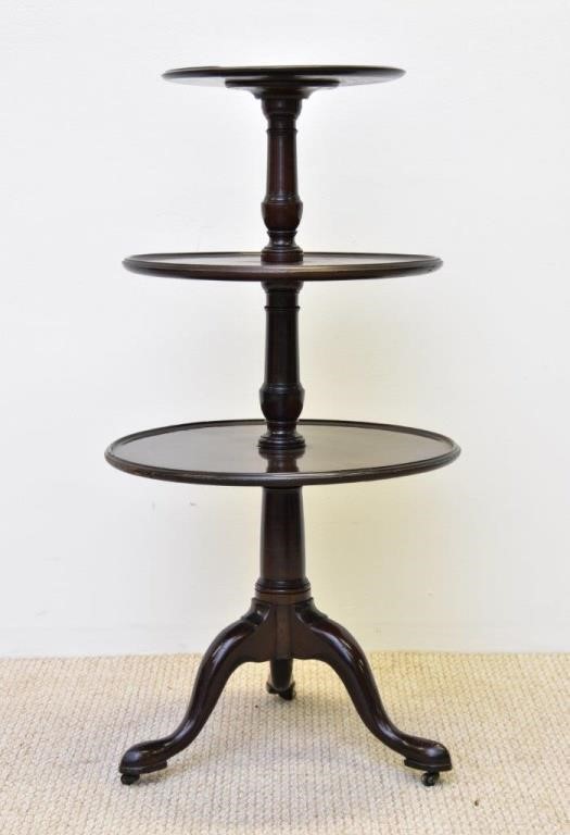 Appraisal: English Queen Anne mahogany dumb waiter cira h x dia