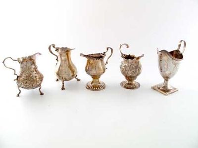 Appraisal: A selection of five George II III cream jug a