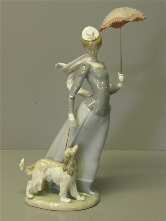 Appraisal: Lladro figure of a lady with parasol and a hound