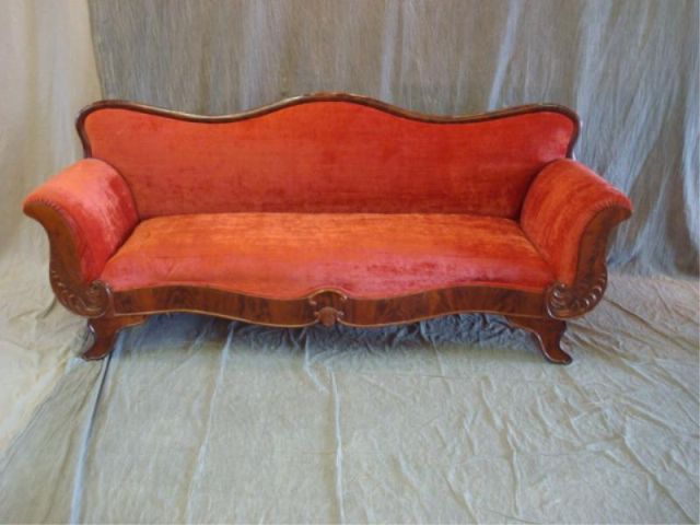 Appraisal: Empire sofa with red upholstery From a Sleepy Hollow NY