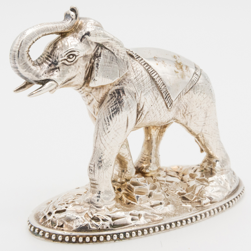 Appraisal: ASPREY SILVER FIGURE OF AN ELEPHANT Marked London and '