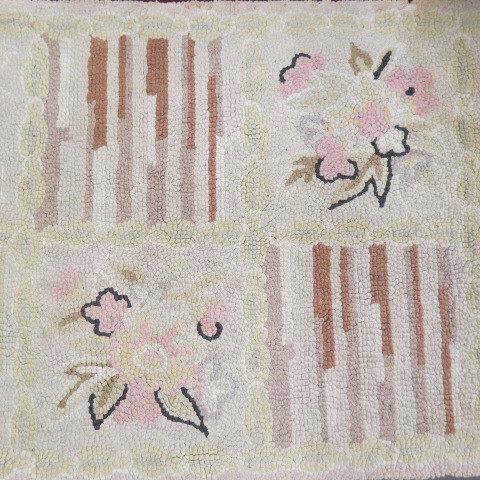 Appraisal: Antique Hooked Rug floral approx ' x '