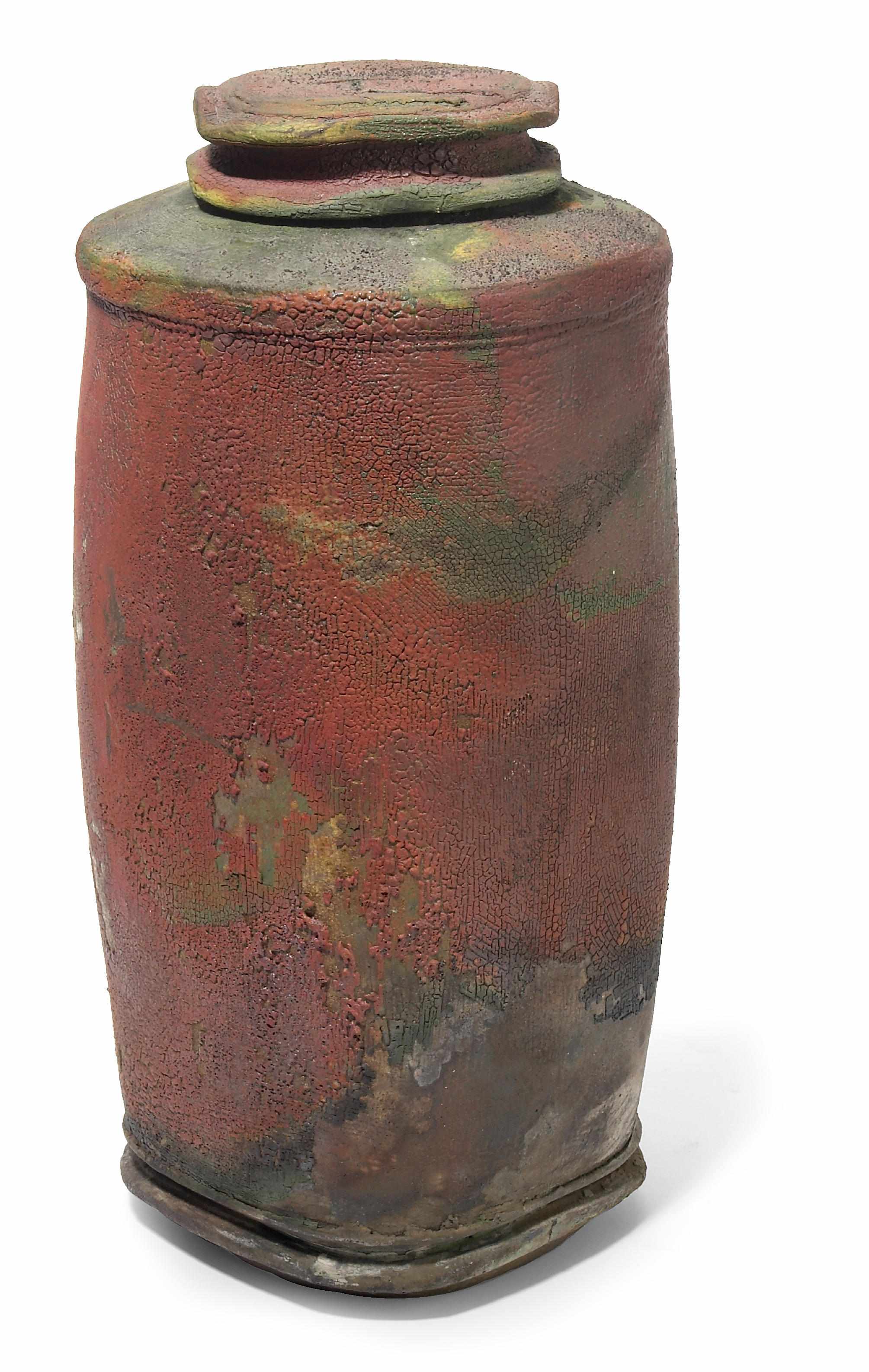 Appraisal: Kris Cox American born Covered Vessel earthenwareincised signatureheight in