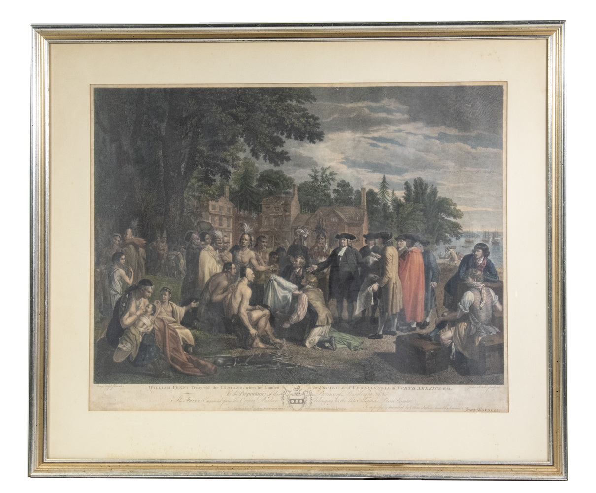 Appraisal: SCARCE PENNSYLVANIA HISTORICAL ENGRAVING AFTER BENJAMIN WEST PA UK -