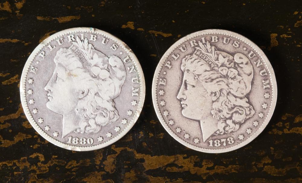 Appraisal: TWO CARSON CITY SILVER MORGAN DOLLARS -CC and -CC