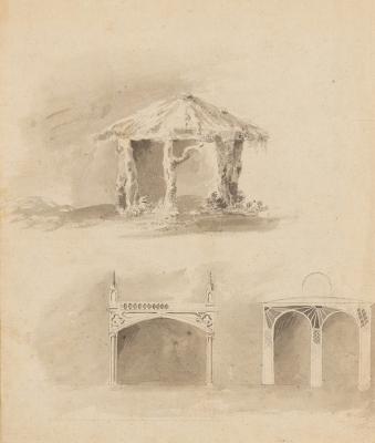 Appraisal: John Samuel Hayward British - Designs for Garden Buildings pencil