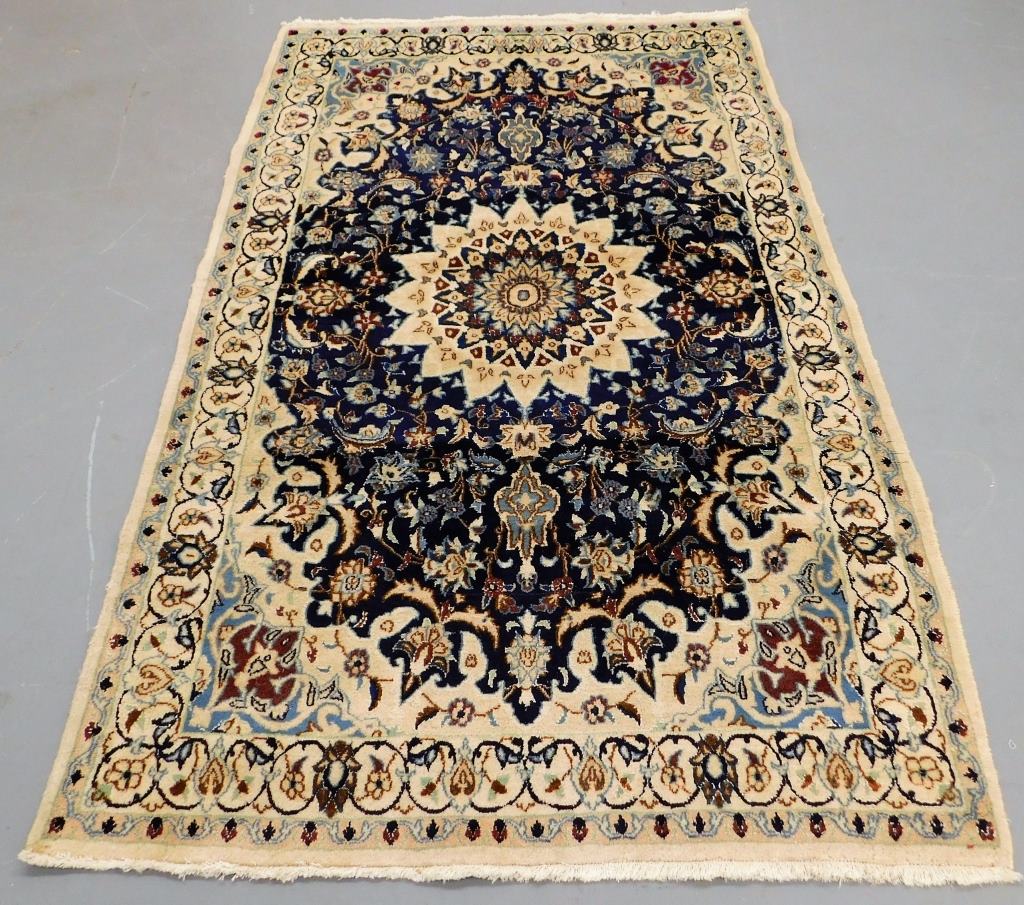 Appraisal: PERSIAN NAVY BLUE ISFAHAN RUG Middle East th Century Navy