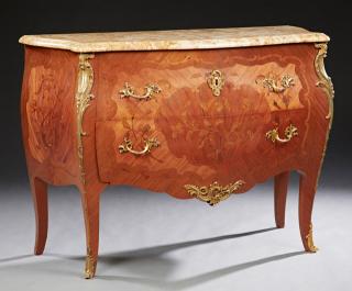 Appraisal: French Louis XV Style Ormolu Mounted Marquetry Inl French Louis