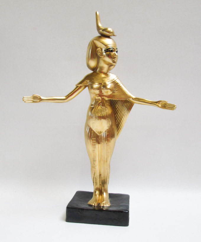 Appraisal: BOEHM GILT BISQUE GODDESS SELKET FIGURE depicting the standing Goddess