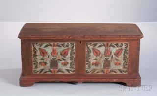 Appraisal: Paint-decorated Dower Chest decorated by Christian Selzer Jonestown Lebanon County