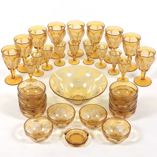 Appraisal: BOHEMIAN AMBER CUT GLASS THIRTY TWO-PIECE SERVICE Amber glass with