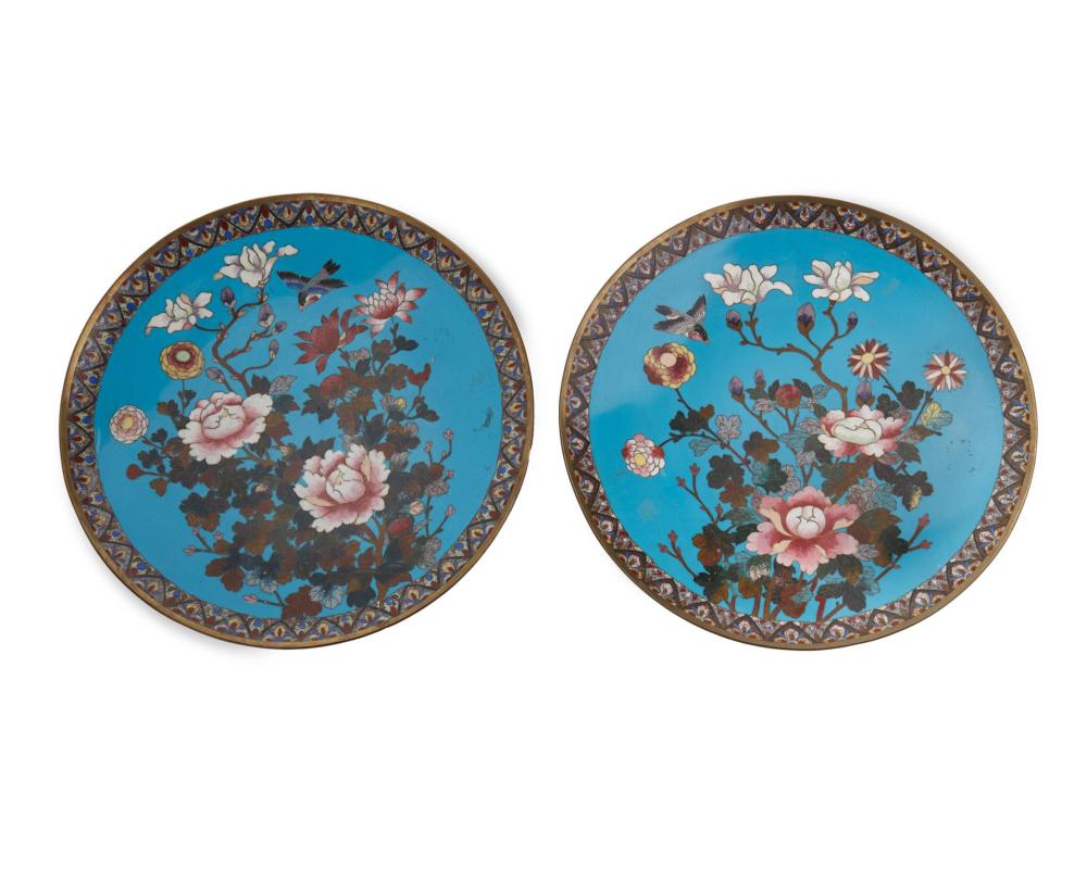 Appraisal: Two Japanese cloisonn chargers Meiji Period - Each enamel cloisonne