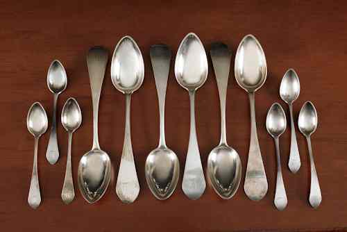 Appraisal: Set of twelve Reading Pennsylvania silver spoons dated bearing the