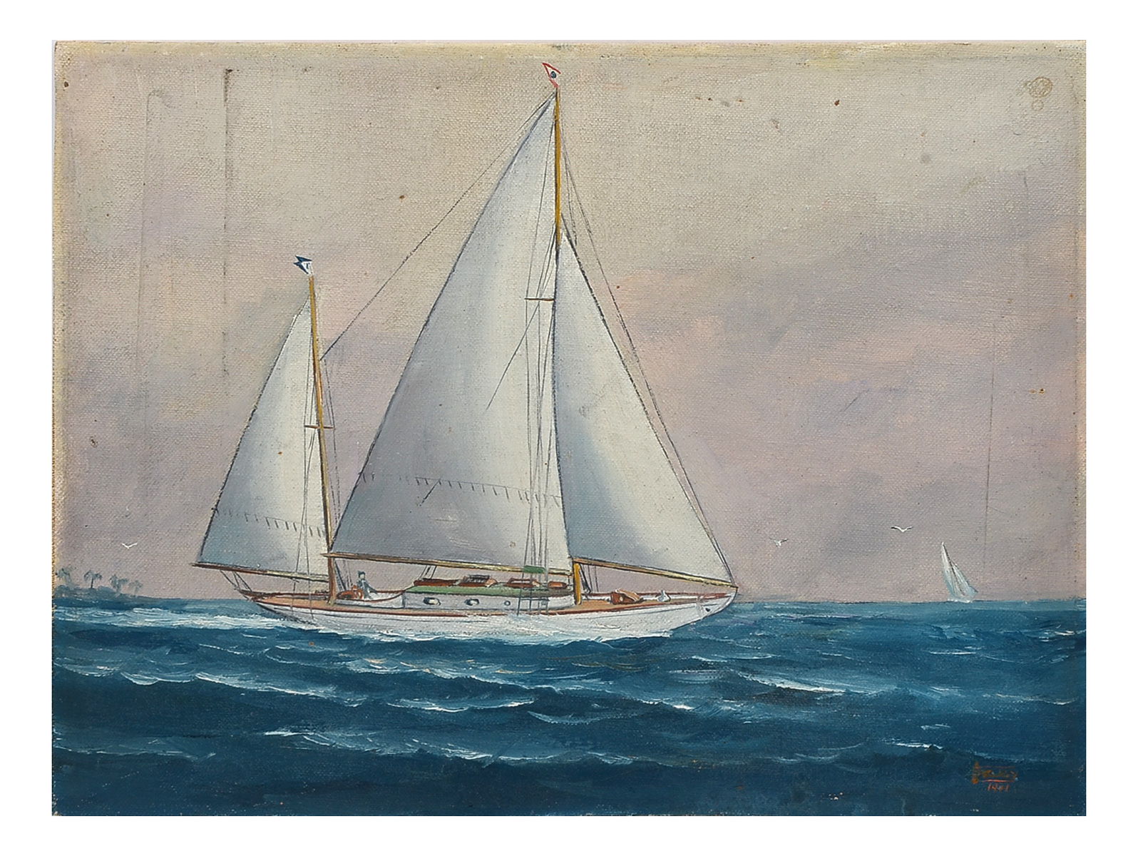 Appraisal: SELBY Joe American - Sailboat in The Tropics Oil on