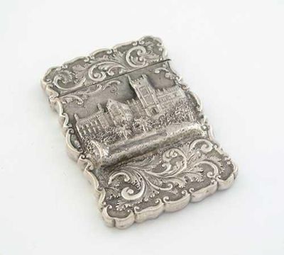 Appraisal: A rare Victorian embossed 'castletop' card case with a view