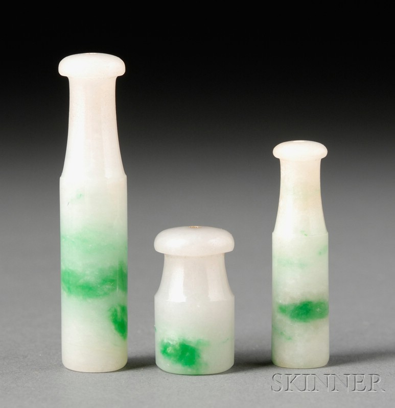 Appraisal: Three Jade Plume Holders China th early th century pure