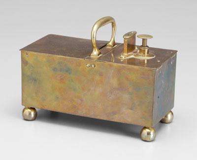 Appraisal: Tobacco honor box rectangular brass box with ball feet and