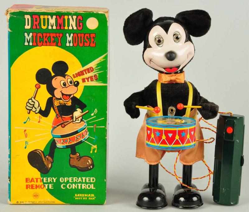 Appraisal: Tin Linemar Disney Drumming Mickey Battery-Op Toy Description Japanese Working