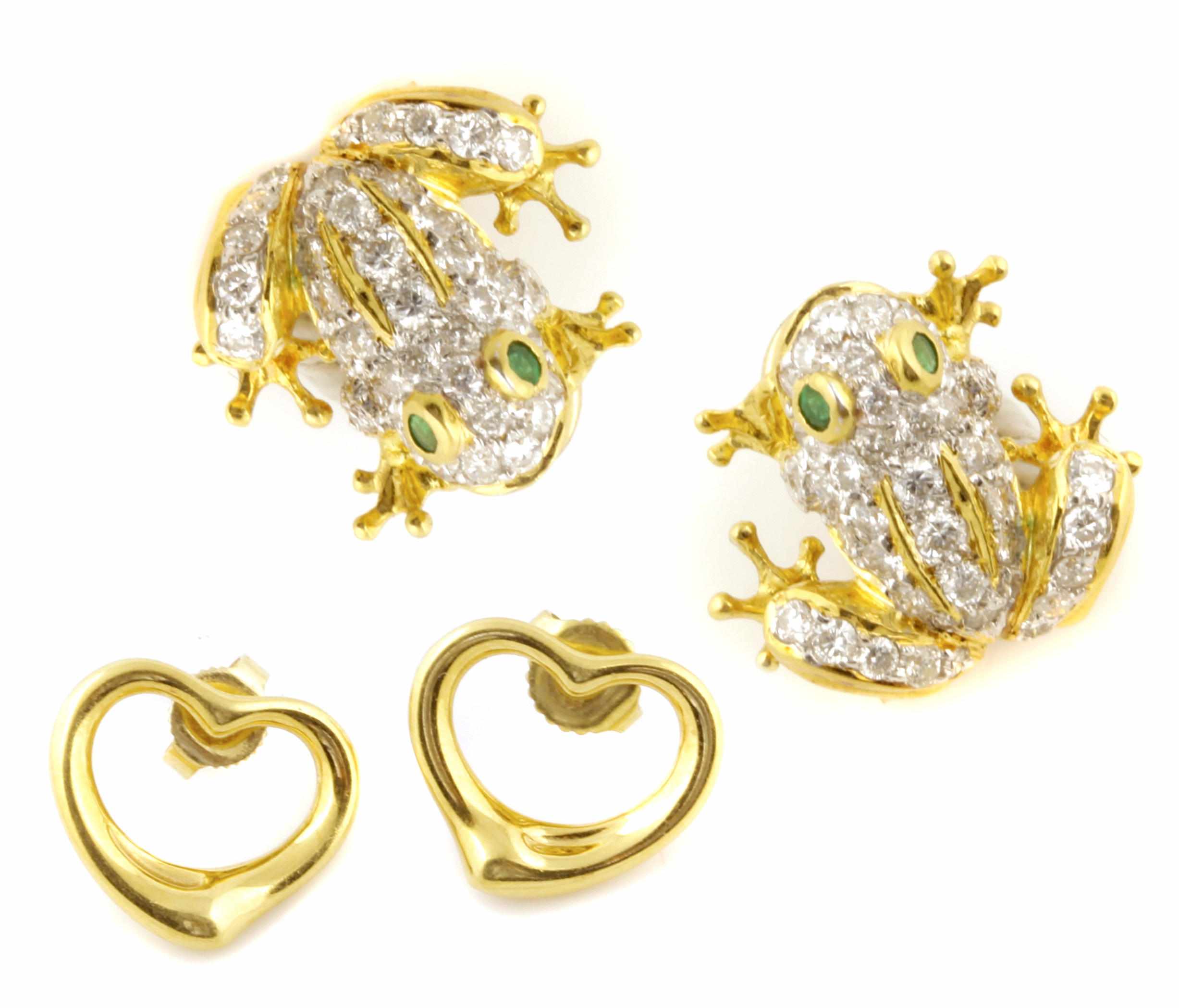 Appraisal: A collection of two pairs of k gold and diamond