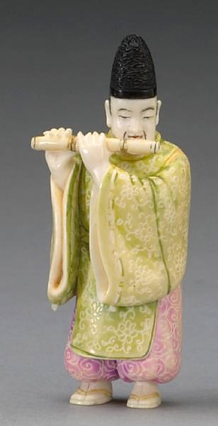 Appraisal: A tinted ivory figural study th Century Portraying the Japanese