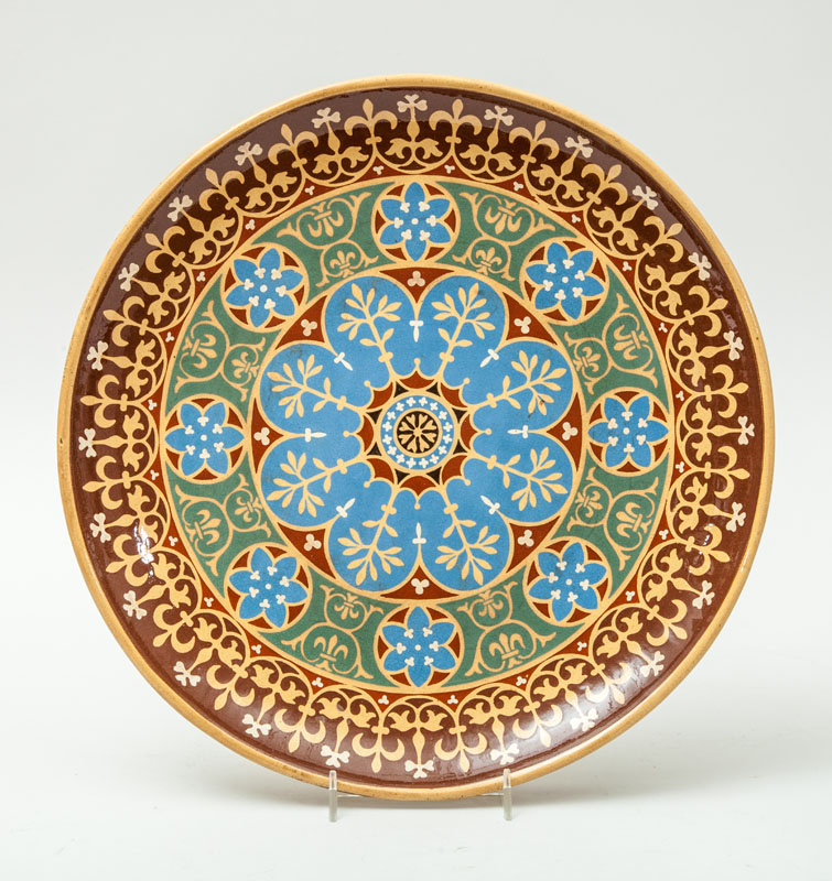 Appraisal: GOTHIC REVIVAL GLAZED POTTERY CHARGER IN THE STYLE OF A