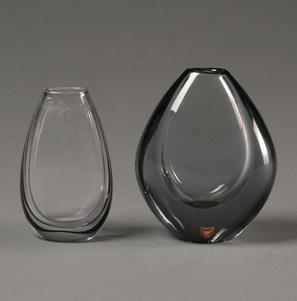 Appraisal: Two Swedish art glass vases one with clear body internally