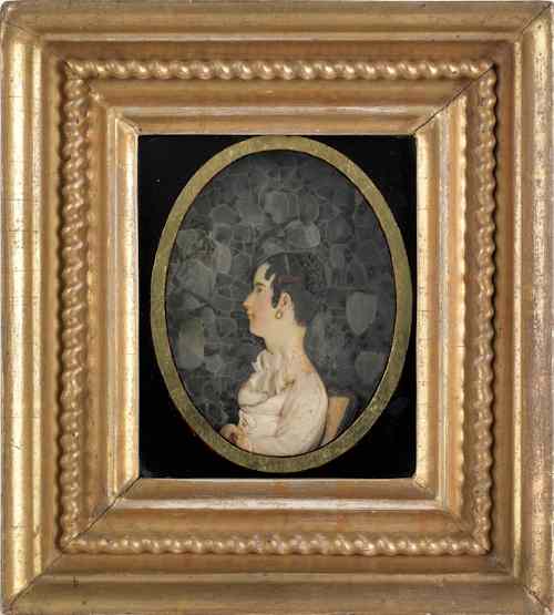 Appraisal: Philadelphia high relief wax profile portrait of a young girl