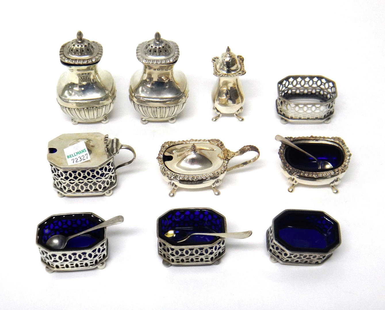 Appraisal: A group of silver condiments to include five salt cellars