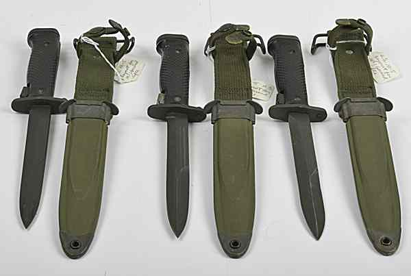 Appraisal: US Korean War M- Bayonets with Scabbards Lot of Three