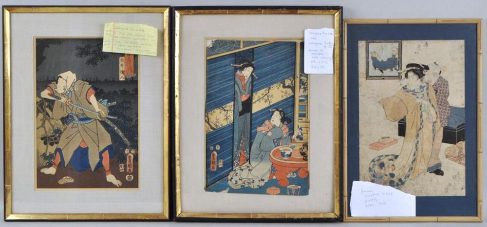 Appraisal: Three Framed Japanese W B Prints Utagawa Kunisada Toyokuni III