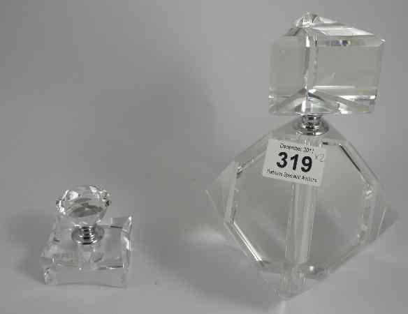 Appraisal: Large Deco Crystal Bottle Perfume Holder with a Similar Smaller