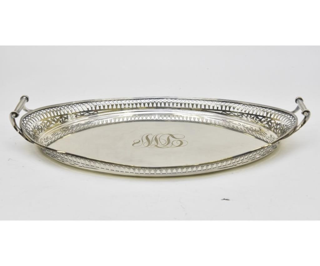 Appraisal: Fine silver plate oval serving tray h x w x