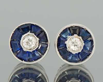 Appraisal: A Pair of Sapphire and Diamond Earrings k white gold