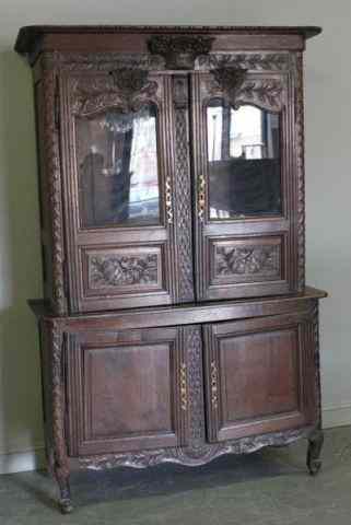 Appraisal: th Cent French Finely Carved Bibliotheque Very nice quality with